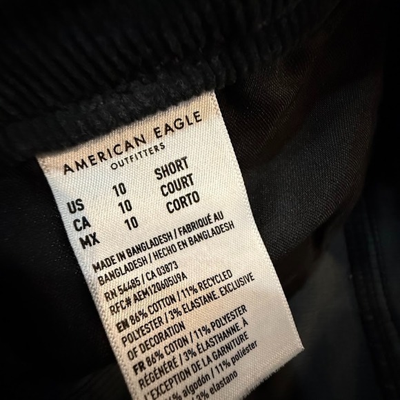 American Eagle Pants Womens 10 Black Corduroy Jegging Super High Rise Dark Wash - Picture 5 of 8